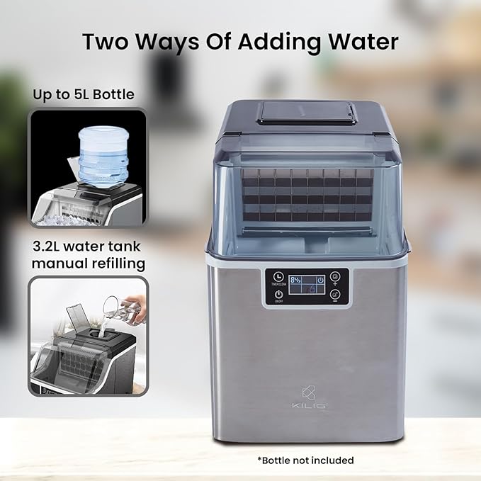 KILIG S01 Countertop Ice Maker Machine – Produces Fast Square Ice Cubes in 15 Minutes,, Self-Cleaning Function, 24 Ice Cubes per Cycle, for Home, Office, Bar KILIG S01 Countertop Ice Maker Machine – Produces Fast Square Ice Cubes in 15 Minutes,, Self-Cleaning Function, 24 Ice Cubes per Cycle, for Home, Office, Bar