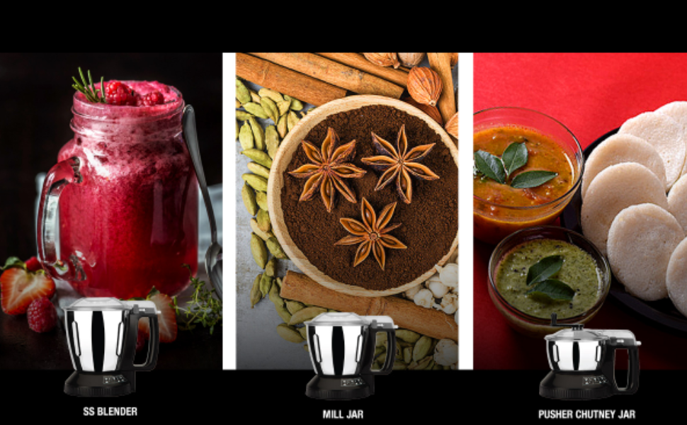 Panasonic MX-AE375 Monster 750 Watts Super Mixer Grinder With 3 Stainless Steel Jar (Blue)