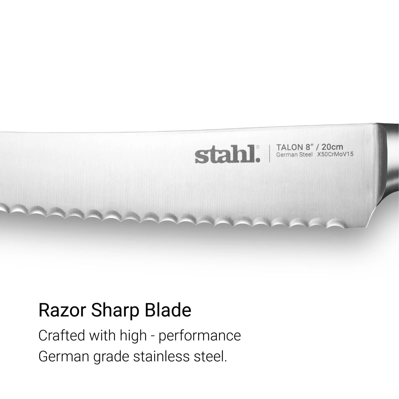 Talon Series Bread Knife 20cm – Stainless Steel Serrated Blade by Stahl for Easy Slicing of Crusty & Soft Breads, Wood Handle 8 Inches Talon Series Bread Knife 20cm – Stainless Steel Serrated Blade by Stahl for Easy Slicing of Crusty & Soft Breads, Wood Handle 8 Inches