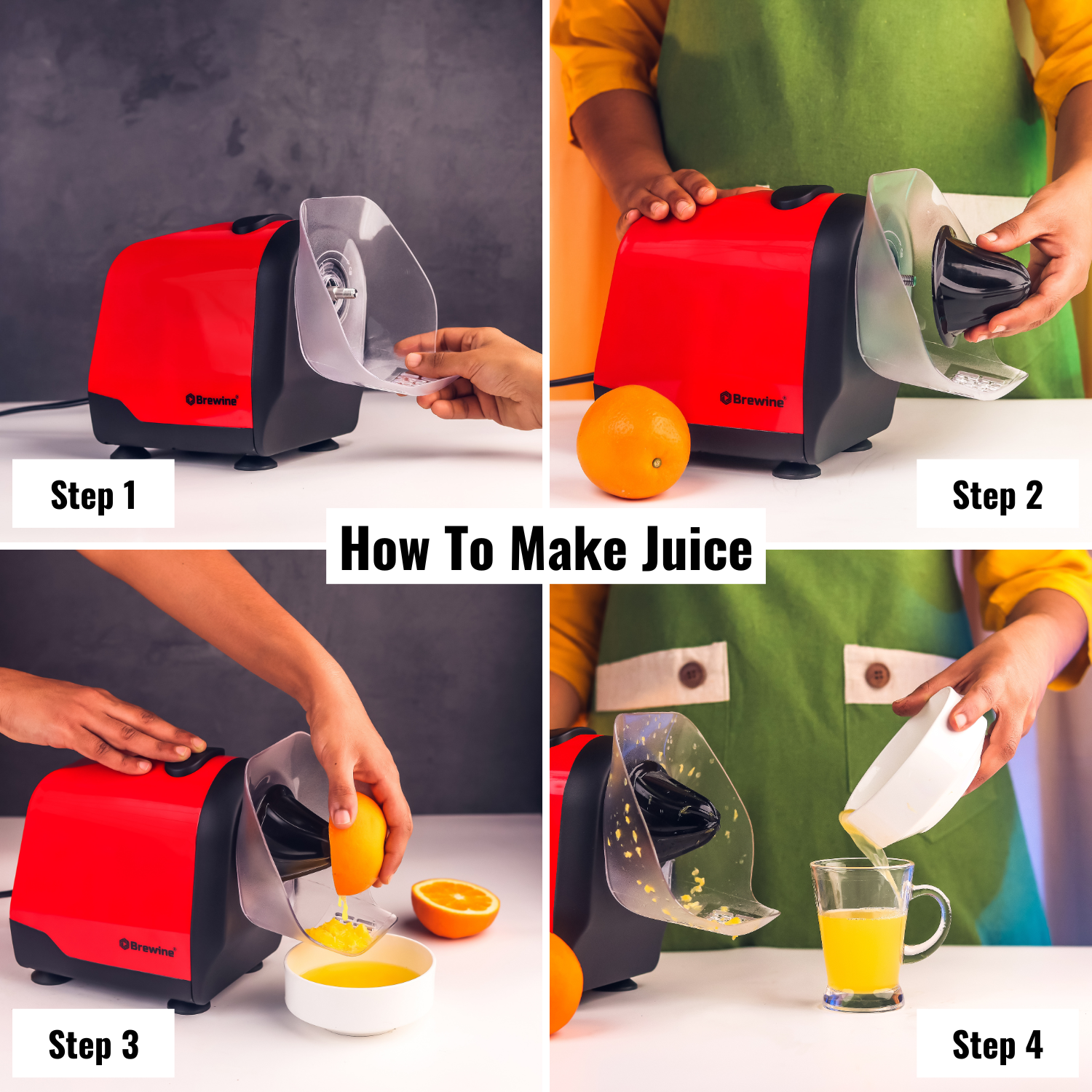 Brewine Coconut Scraper & Citrus Press 2-in-1 (Red)