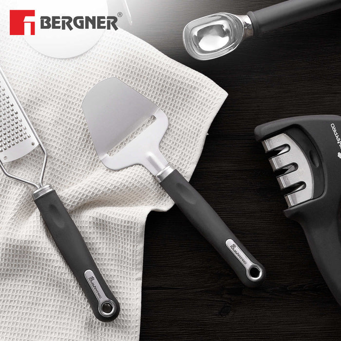 BERGNER SS Cheese Slicer – Stainless Steel with Black & Silver Grip, Perfect for Thin Cheese Slices