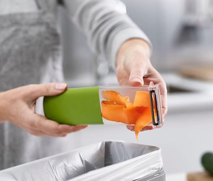 Joseph Joseph PEELSTORE 2-in-1 Peeler with Peeling Storage – Green - Vegetable & Fruit Peeler - Clean & Convenient