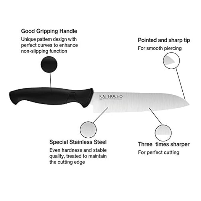 3-Piece Kai Hocho Knife Set – Stainless Steel Japanese Chef Knives for Slicing, Dicing & Chopping