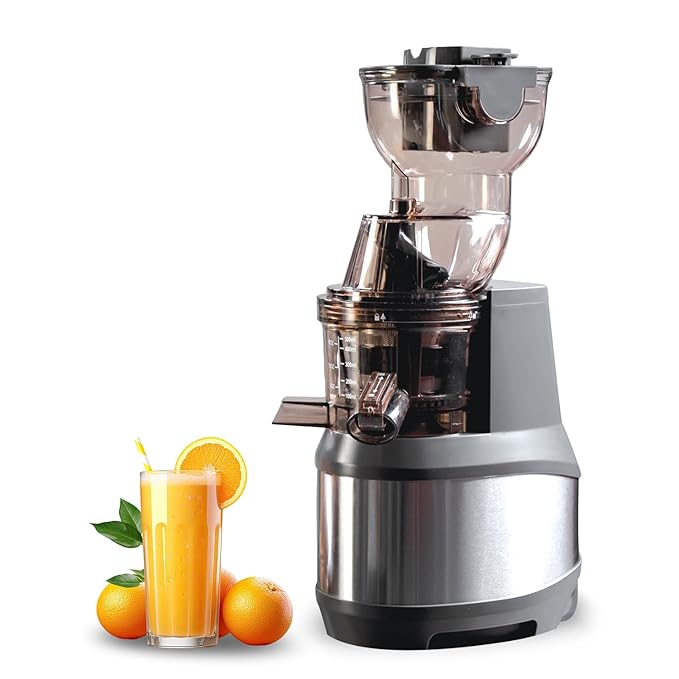 Häfele Magnus Cold Press Juicer- 250W, SS Body ,500ml Capacity , Low Noise , Grey , Slow Juicing for Maximum Nutrition,  All-in-1 Fruit & Vegetable Juicer