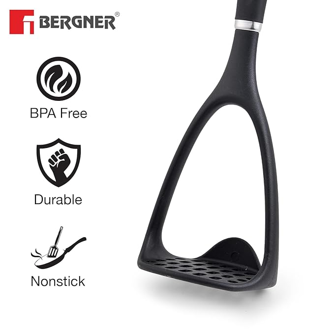 BERGNER Potato Masher – Black Nylon Kitchen Utensil, Safe for Nonstick Cookware