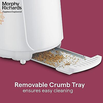 Morphy Richards AT 402 Pop-Up Toaster – 4 Slice, Automatic Pop Up Toaster with Removable Crumb Tray, Fast & Even Toasting, Extra-Wide Slots Ideal for Large Families