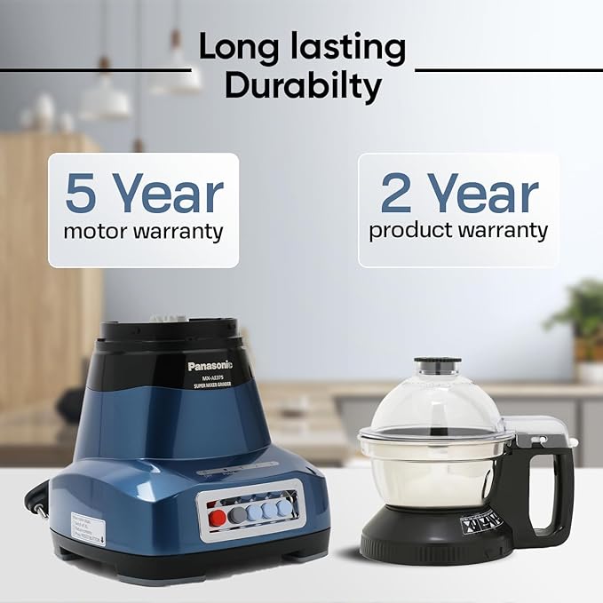 Panasonic MX-AE375 Monster 750 Watts Super Mixer Grinder With 3 Stainless Steel Jar (Blue)