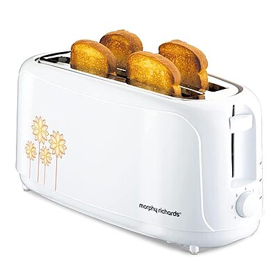 Morphy Richards AT 402 Pop-Up Toaster – 4 Slice, Automatic Pop Up Toaster with Removable Crumb Tray, Fast & Even Toasting, Extra-Wide Slots Ideal for Large Families