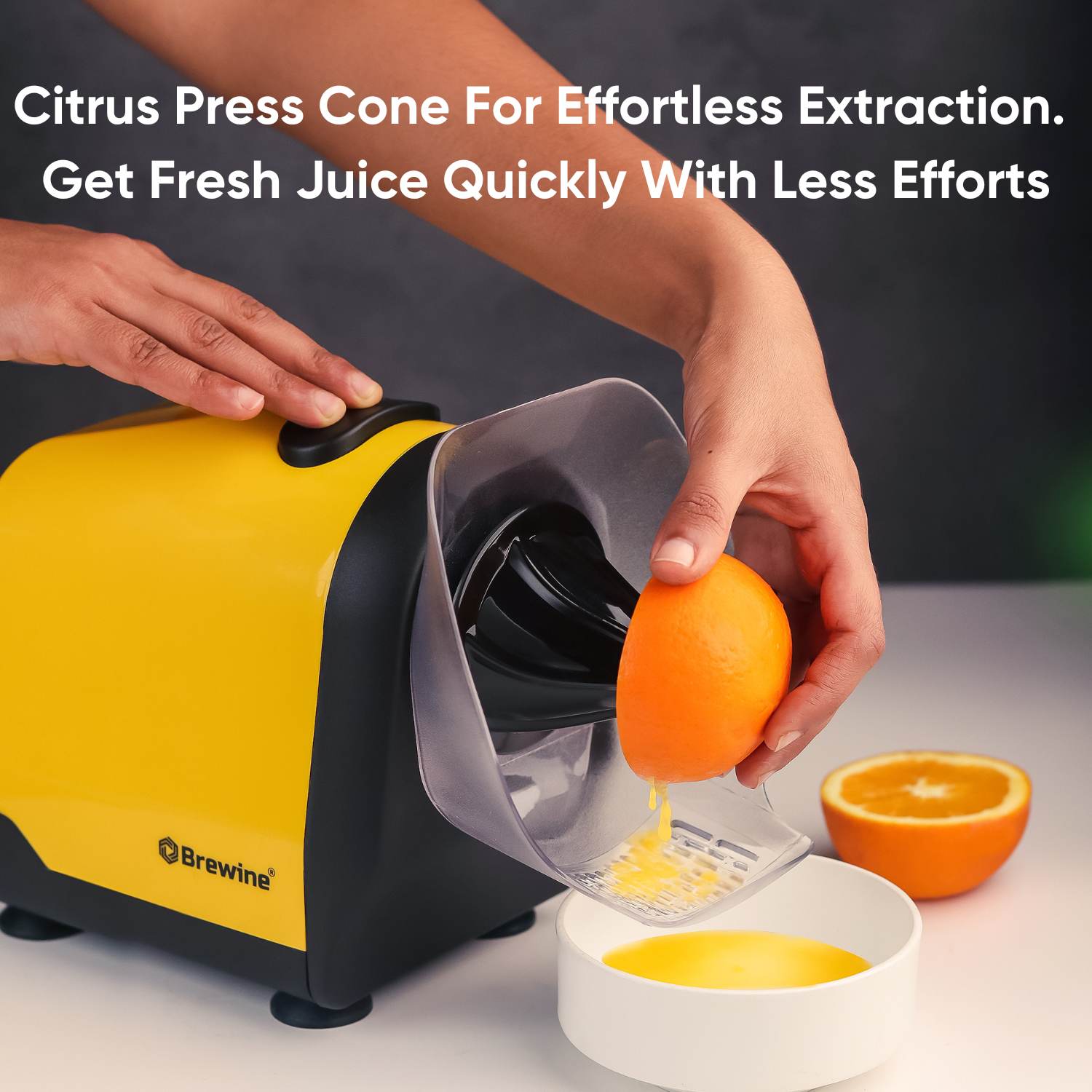 Brewine Coconut Scraper & Citrus Press 2-in-1 (Yellow)