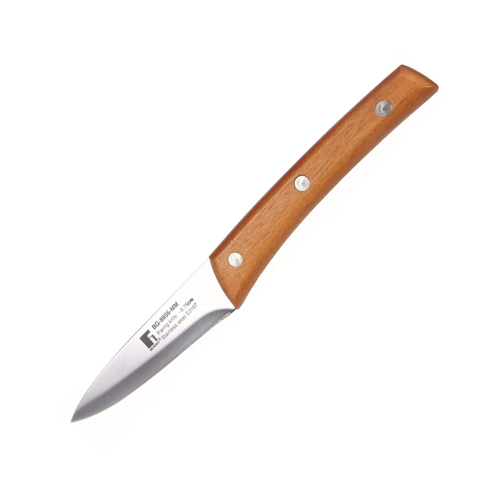 Bergner 20cm Natural Stainless Steel Slicer Knife with Wooden  Brown & Silver Handle – Sharp