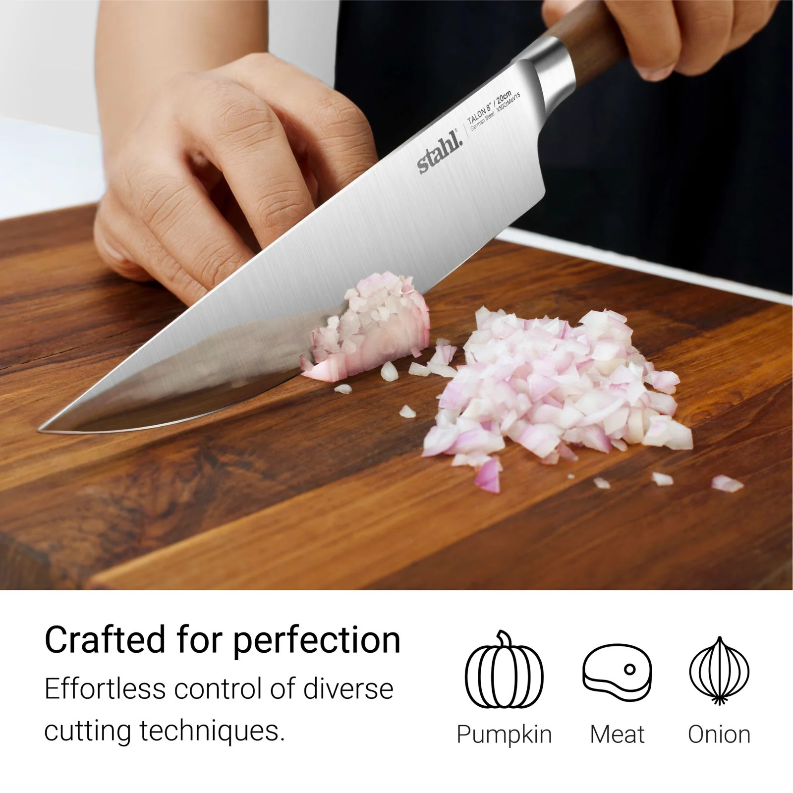 Stahl Talon Series 20cm Chef Knife - Multipurpose Stainless Steel Blade, Sleek & Functional Kitchen Tool