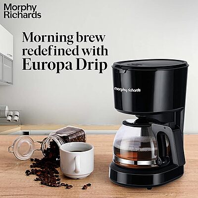 Morphy Richards 750W Drip Coffee Machine – Black , Simple One-Touch Operation, Quick & Hot Brewing