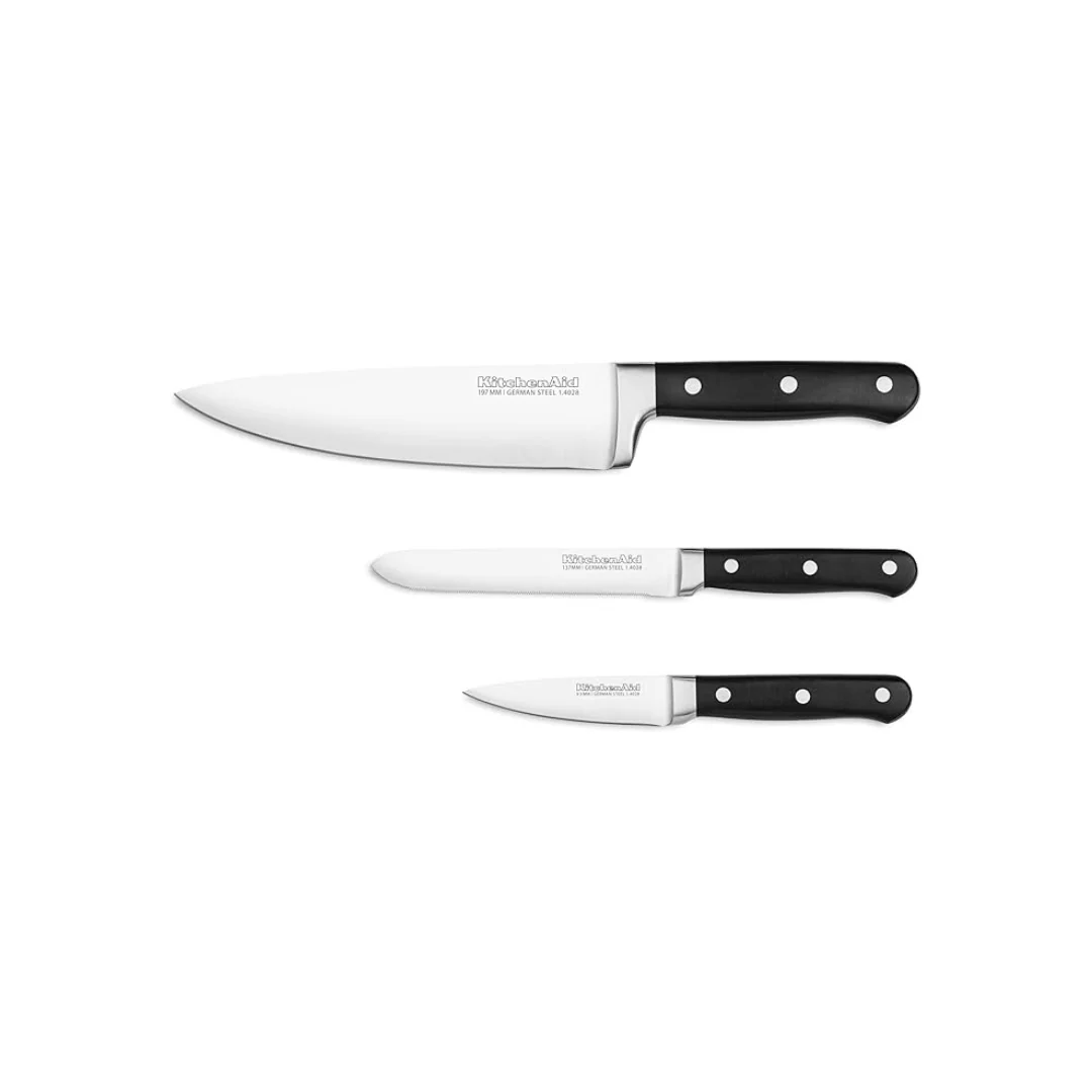 KitchenAid SS Classic Forged 3-Piece Starter Cutlery Set with BLACK
