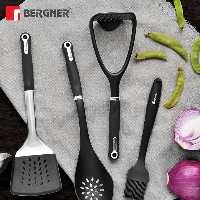 BERGNER Potato Masher – Black Nylon Kitchen Utensil, Safe for Nonstick Cookware