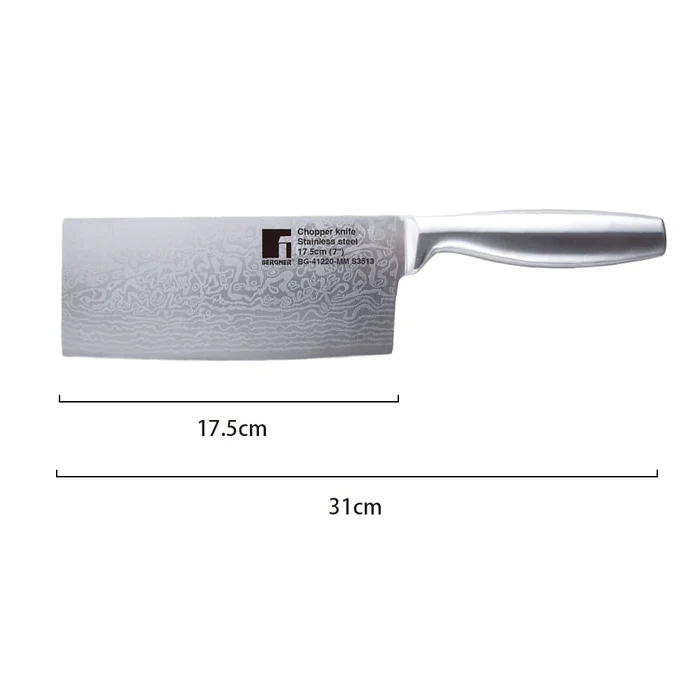 Bergner 17.5cm Stainless Steel Chopper – Sharp Blade & Comfortable Grip , Kitchen Knife for Everyday Use- Multipurpose Use