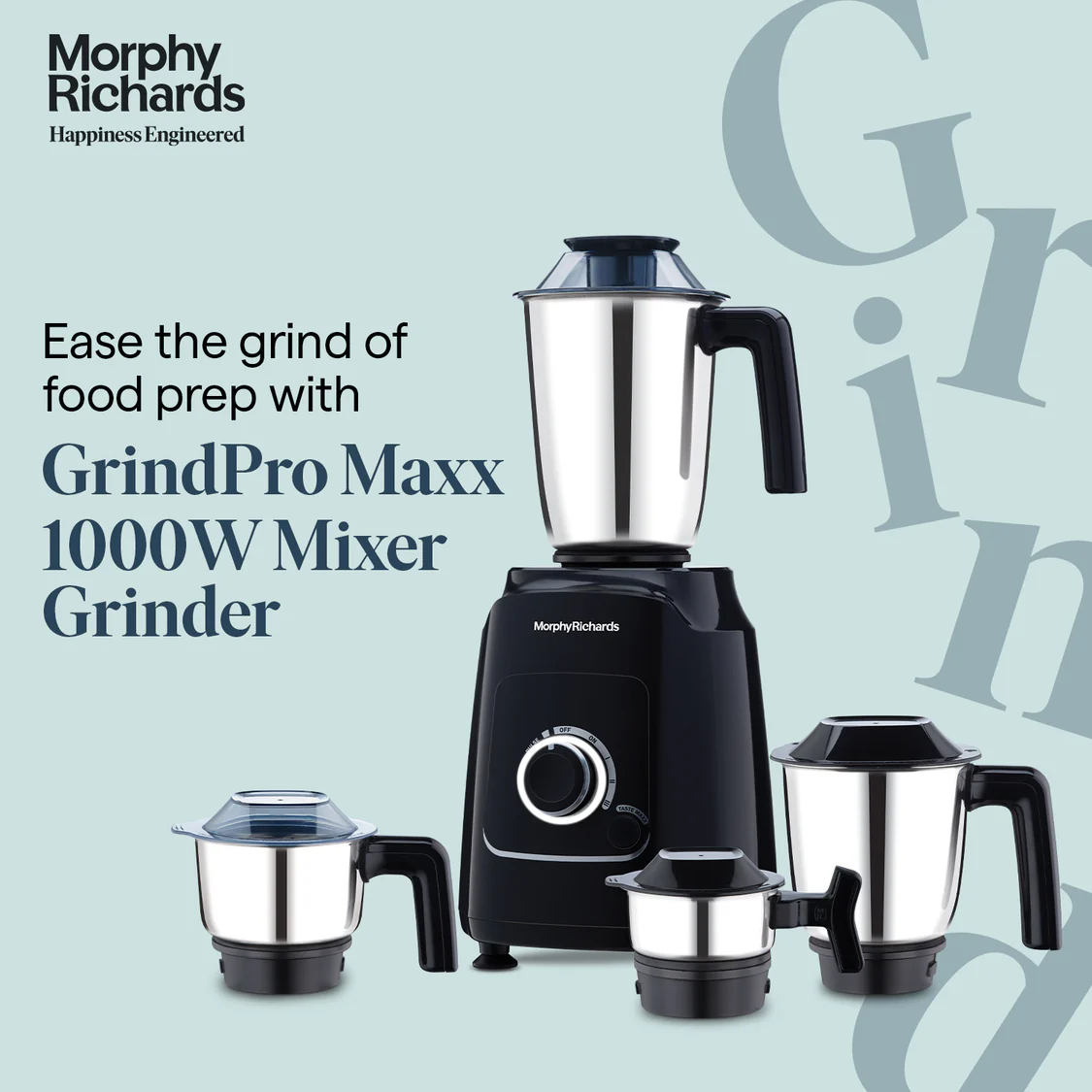 Morphy Richards GrindPro Maxx 1000W Mixer Grinder with 4 Jars, High-Speed Blades, Kitchen Appliance