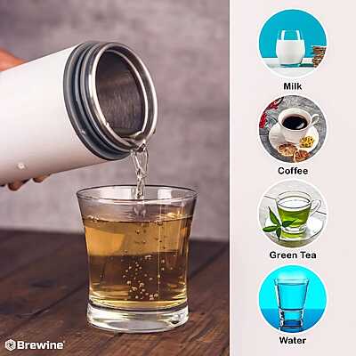 BREWINE 450ML Portable Electric Kettle White – Travel Kettle for Boiling Water, Fast Heating, Lightweight & Leak-Proof, Voltage Range 220V-230V -- Digital Display, Touch Button