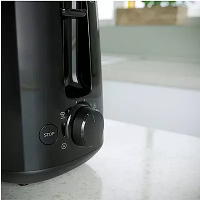 Philips 2-Slot Toaster – Black – Built-in Bun Warmer – Wide Slots, 8 Browning Settings- (Black)