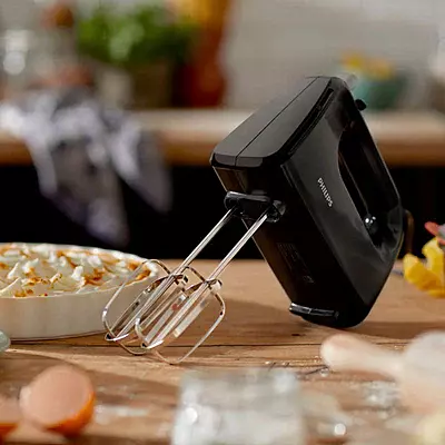 Philips 300W Hand Mixer – Black – Efficient Mixing with Multiple Speeds , Lightweight & Easy to Use- stainless steel accessories and 2 years warranty(black color)