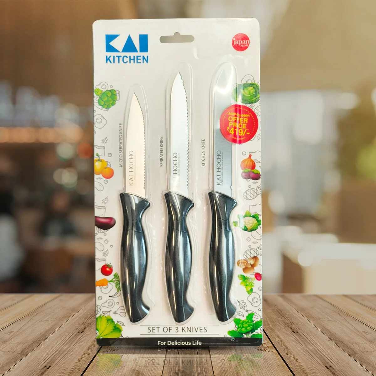 3-Piece Kai Hocho Knife Set – Stainless Steel Japanese Chef Knives for Slicing, Dicing & Chopping
