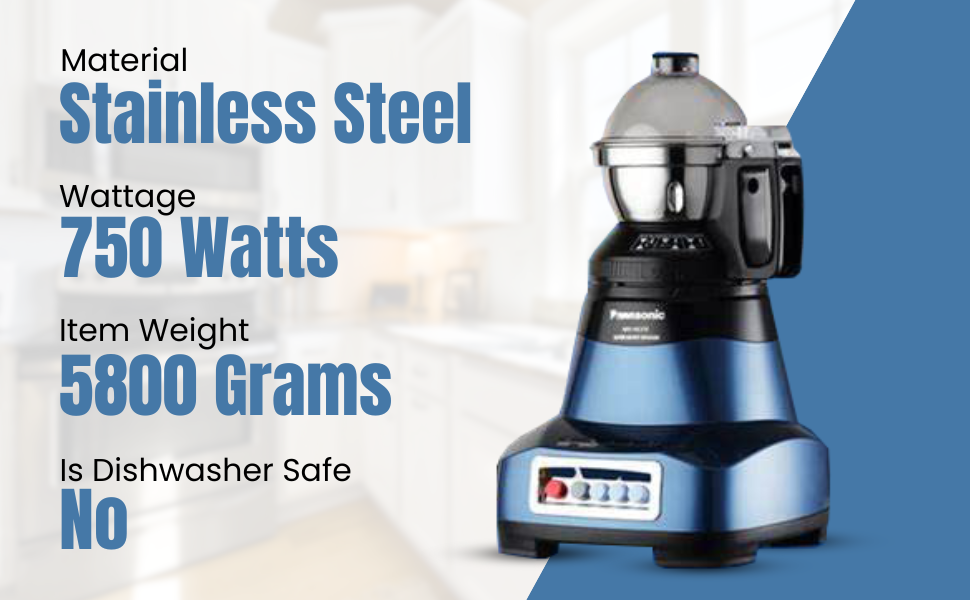 Panasonic MX-AE375 Monster 750 Watts Super Mixer Grinder With 3 Stainless Steel Jar (Blue)