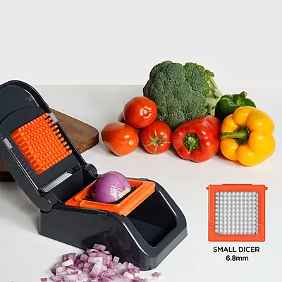 Meyer Vegetable Dicer – Fresh Cut Series , Orange-Grey, Handy Kitchen Tool,  Kitchen Accessories , Plastic handle