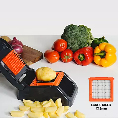 Meyer Vegetable Dicer – Fresh Cut Series , Orange-Grey, Handy Kitchen Tool,  Kitchen Accessories , Plastic handle