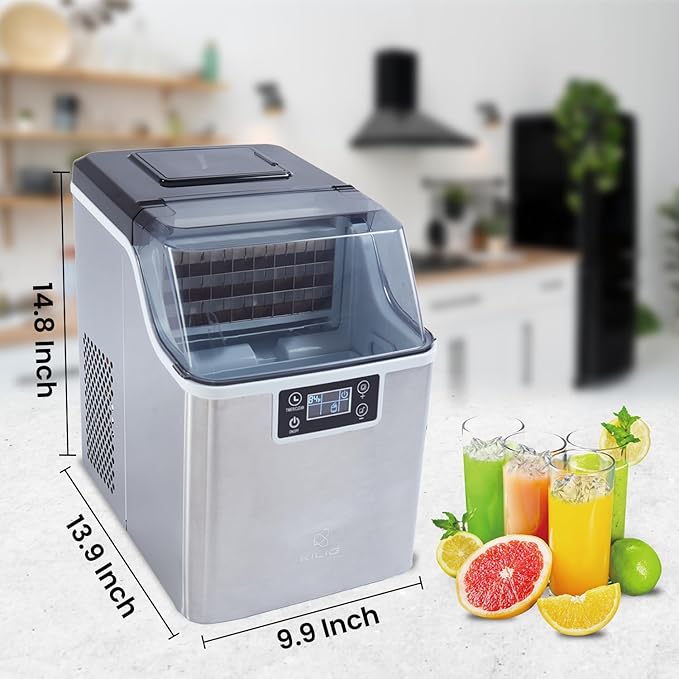KILIG S01 Countertop Ice Maker Machine – Produces Fast Square Ice Cubes in 15 Minutes,, Self-Cleaning Function, 24 Ice Cubes per Cycle, for Home, Office, Bar KILIG S01 Countertop Ice Maker Machine – Produces Fast Square Ice Cubes in 15 Minutes,, Self-Cleaning Function, 24 Ice Cubes per Cycle, for Home, Office, Bar